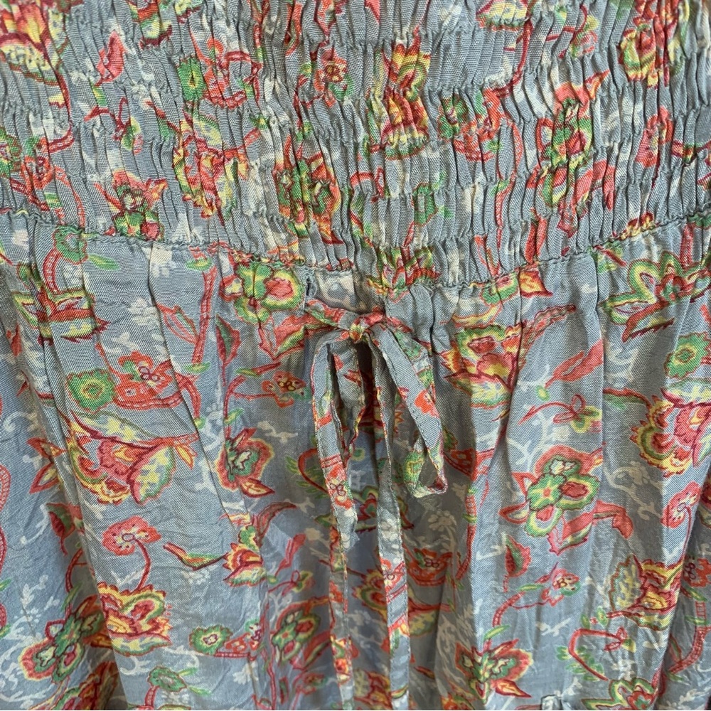 The Masai Clothing Co Smocked Pocket Front Floral Drawstring Midi Sun Dress - Picture 10 of 12
